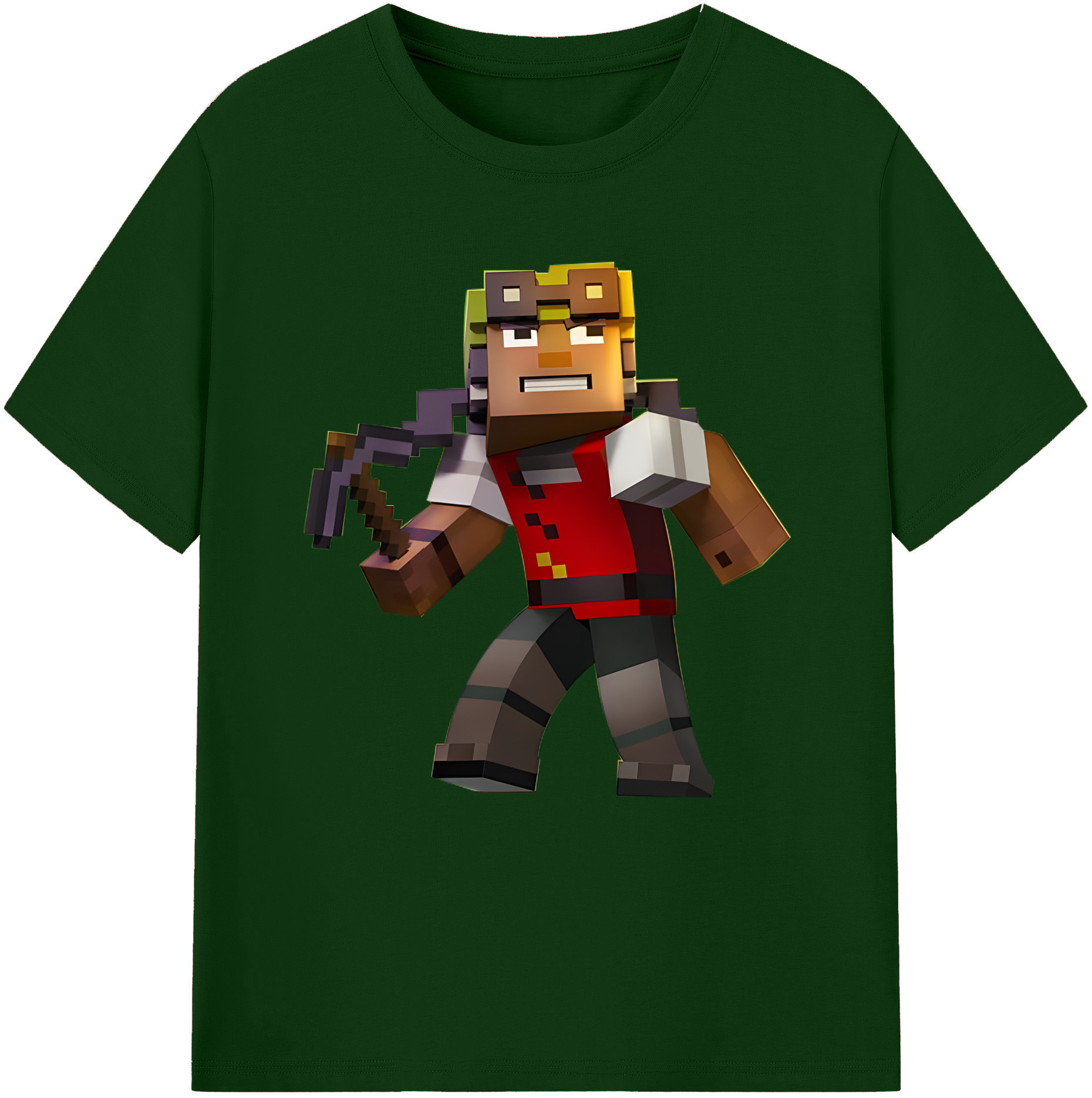 （画像用） マインクラフト ブロックの世界 Minecraft MC Block world 綿100％半袖Tシャツ（フロントプリント）